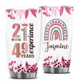 Vintage Rainbow 70th Birthday 21 With 49 Year Experience Custom Tumbler Gifts - Personalized Stainless Steel Tumbler