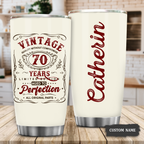 Vintage Wine Label 70th Birthday Vintage 70 Years Custom Gifts Tumbler - Personalized Stainless Steel Tumbler