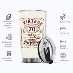 Vintage Wine Label 70th Birthday Vintage 70 Years Custom Gifts Tumbler - Personalized Stainless Steel Tumbler
