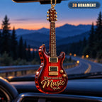 Where Words Fail Music Speaks – 3D Guitar Ornament