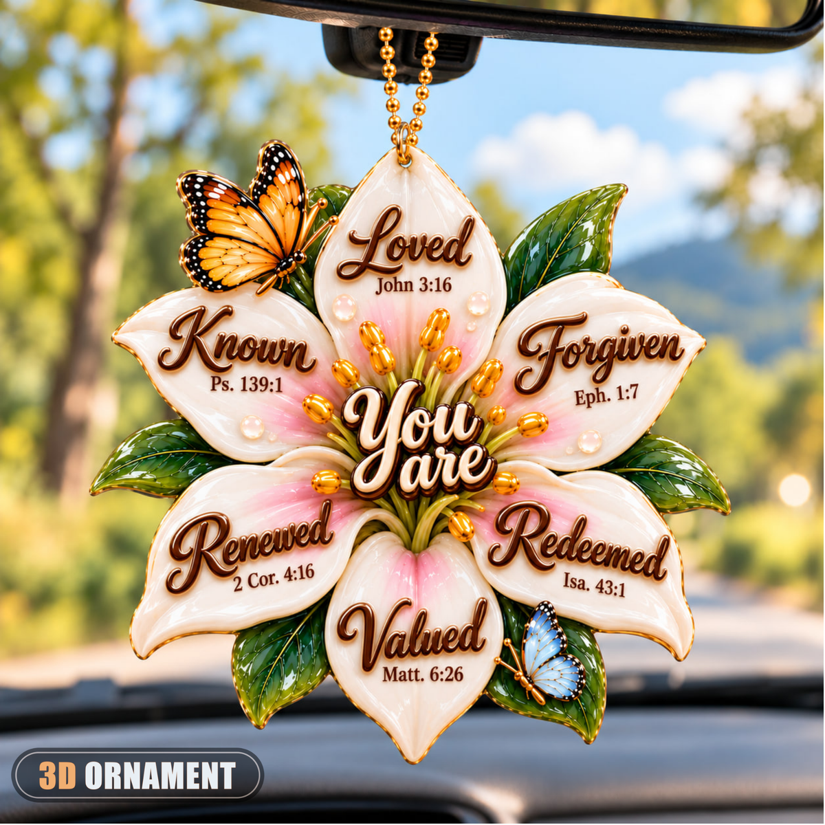 You Are Loved 3D Lily Flower Ornament – Christian Faith Gift