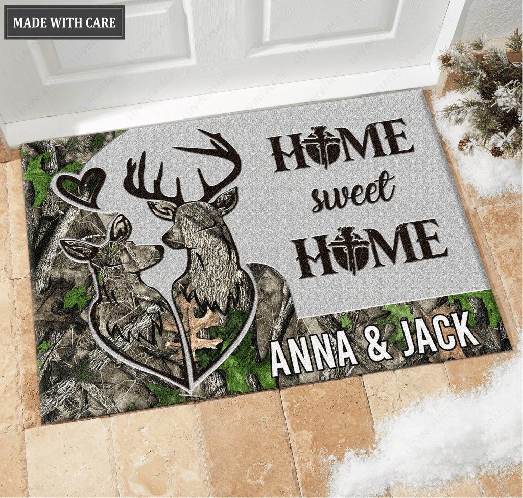 Personalized Home Sweet Home Buck And Doe Doormat