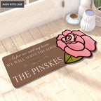 Rose Serve The Lord Personalized Shaped Doormat