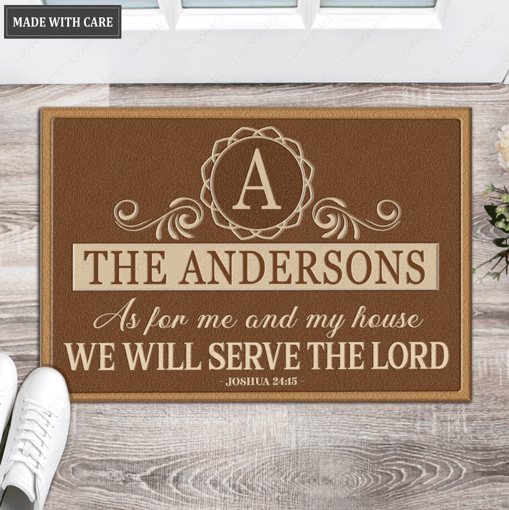 Luvingrace L137 Vintage Monogram Collection As For My House Personalized Doormat