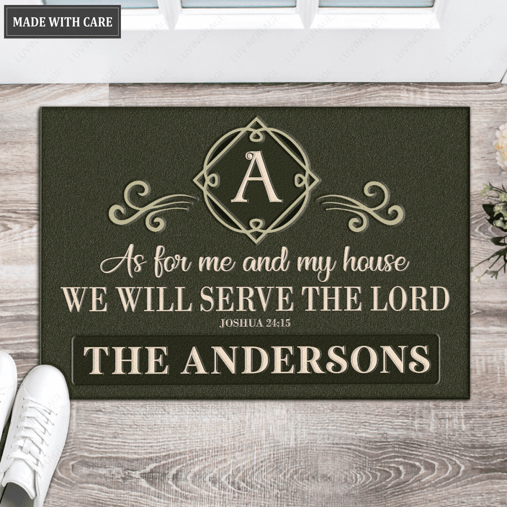 Luvingrace L138 Vintage Monogram Collection As For My House Personalized Doormat