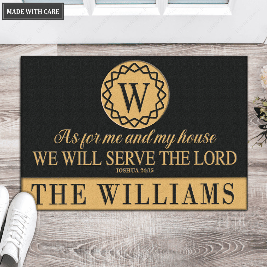Luvingrace L139 Vintage Monogram Collection As For My House Personalized Doormat