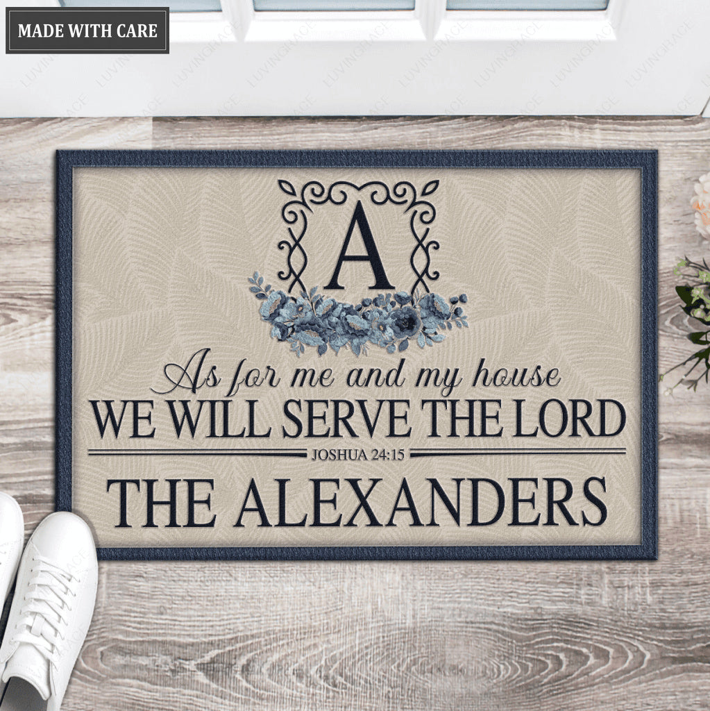 Luvingrace L140 Floral Monogram Collection As For My House Personalized Doormat