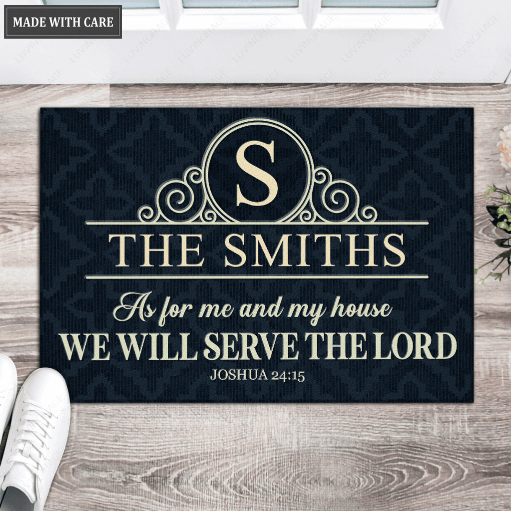 Luvingrace L143 Vintage Monogram Collection As For My House Personalized Doormat