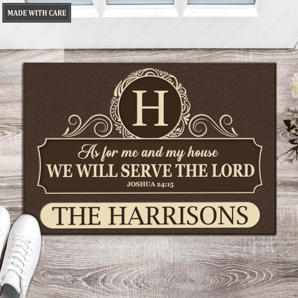 Luvingrace L144 Vintage Monogram Collection As For My House Personalized Doormat