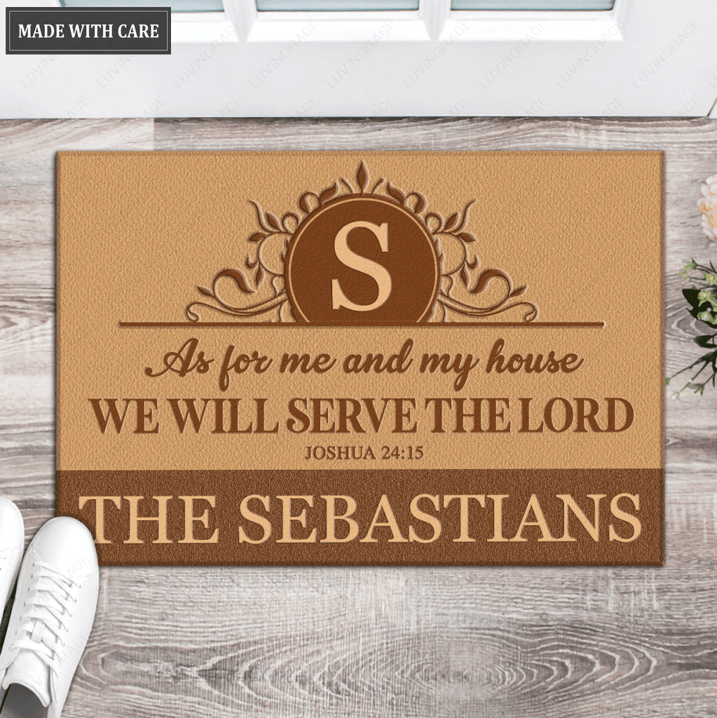 Luvingrace L145 Vintage Monogram Collection As For My House Personalized Doormat