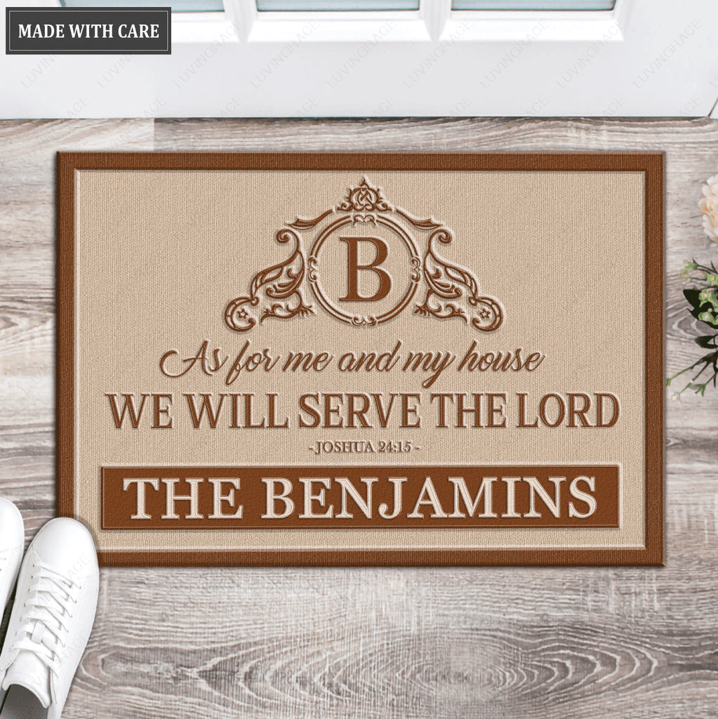 Luvingrace L146 Vintage Monogram Collection As For My House Personalized Doormat