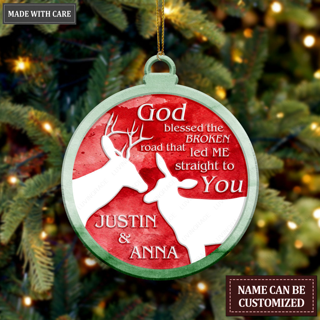 Christmas Buck And Doe God Blessed Couple Personalized Ornament