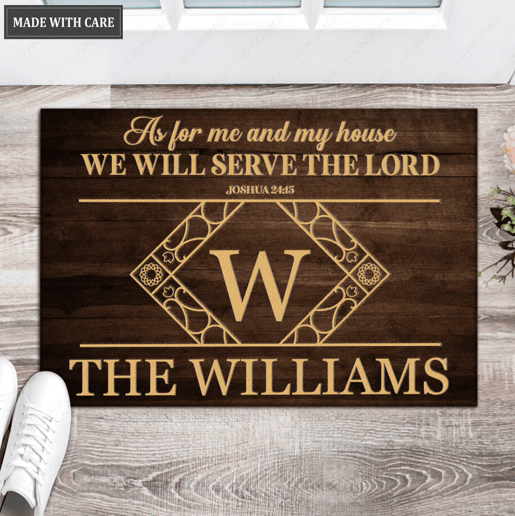 Luvingrace L150 Vintage Monogram Collection As For My House Personalized Doormat