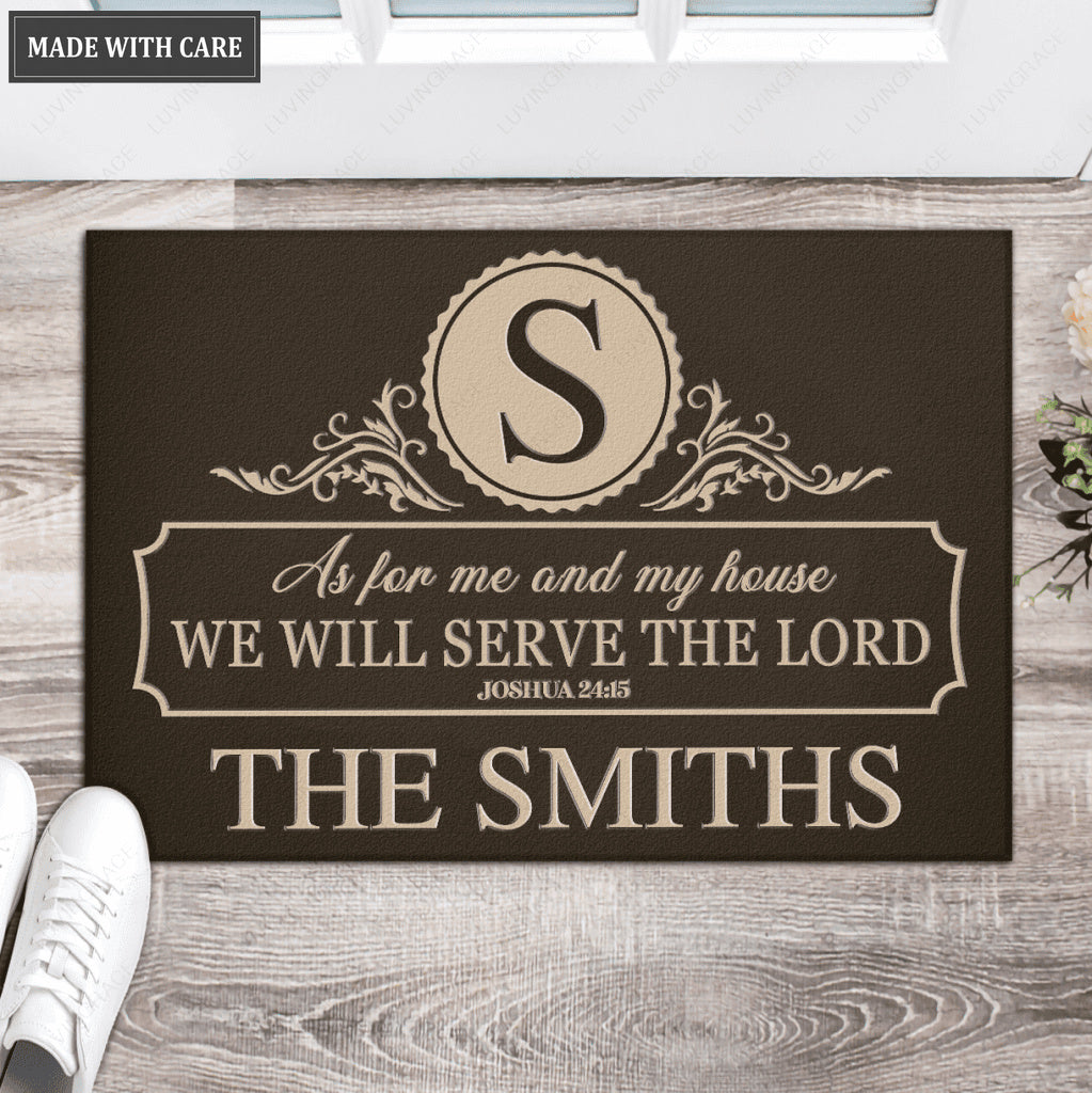 Luvingrace L151 Vintage Monogram Collection As For My House Personalized Doormat