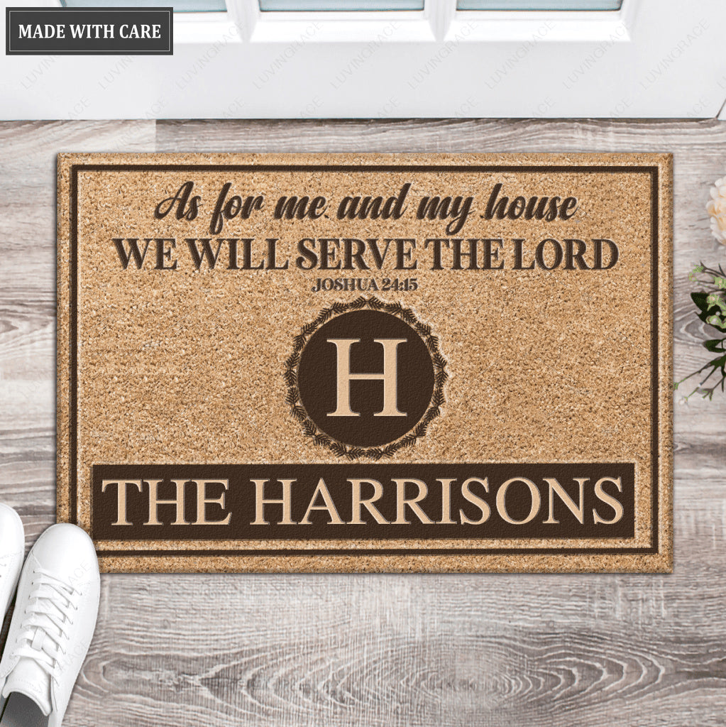 Luvingrace L153 Vintage Monogram Collection As For My House Personalized Doormat