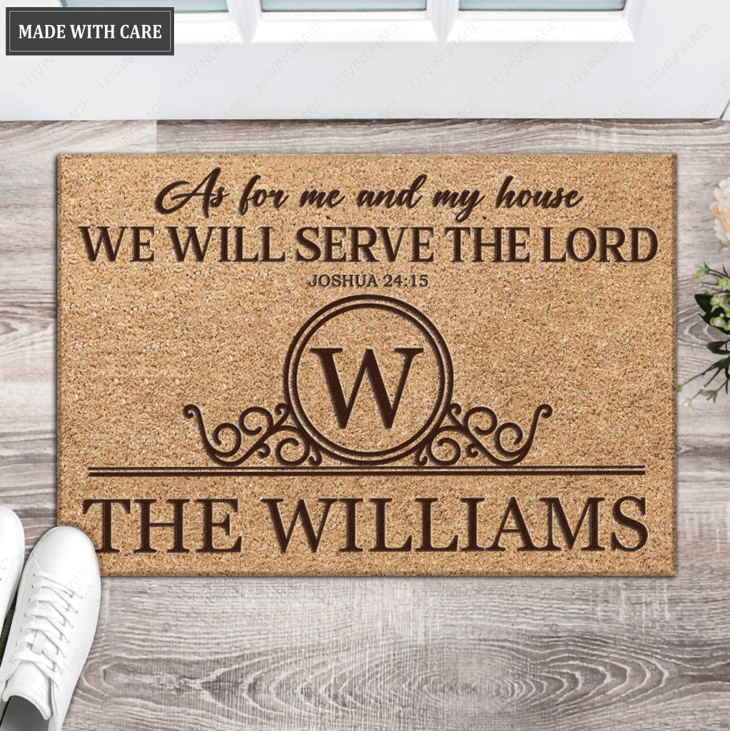 Luvingrace L154 Vintage Monogram Collection As For My House Personalized Doormat