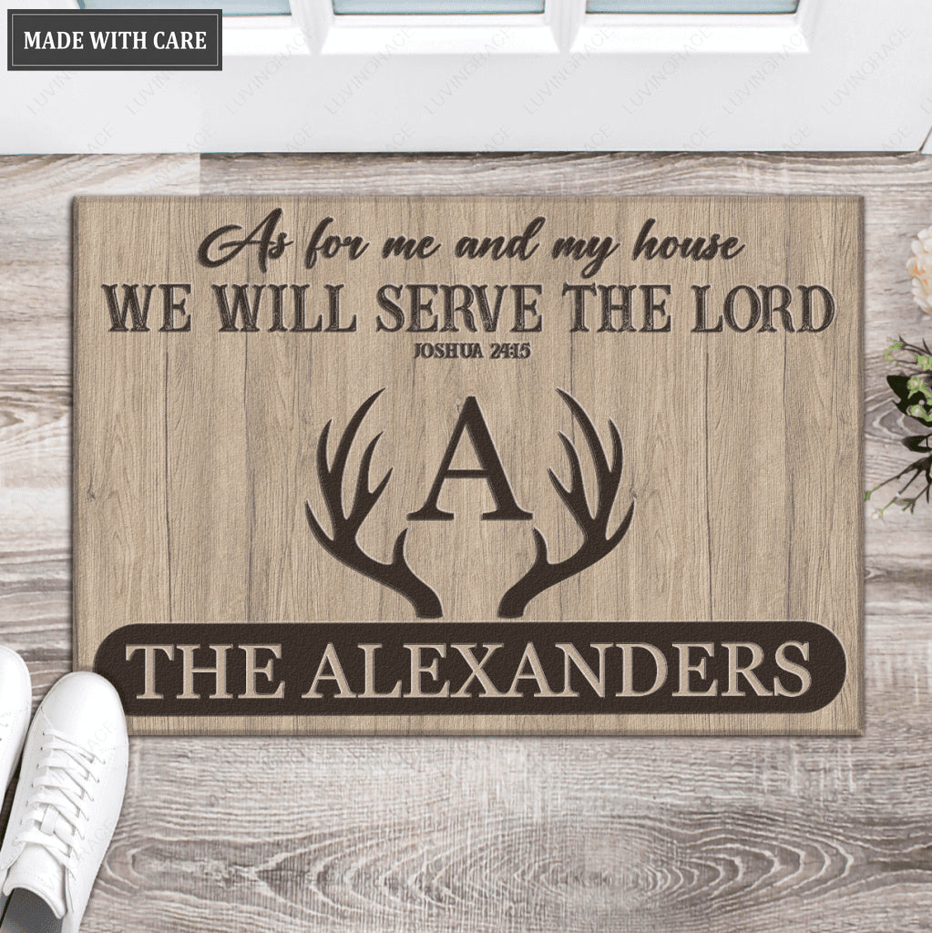 Luvingrace L155 Deer Antlers As For My House Personalized Doormat