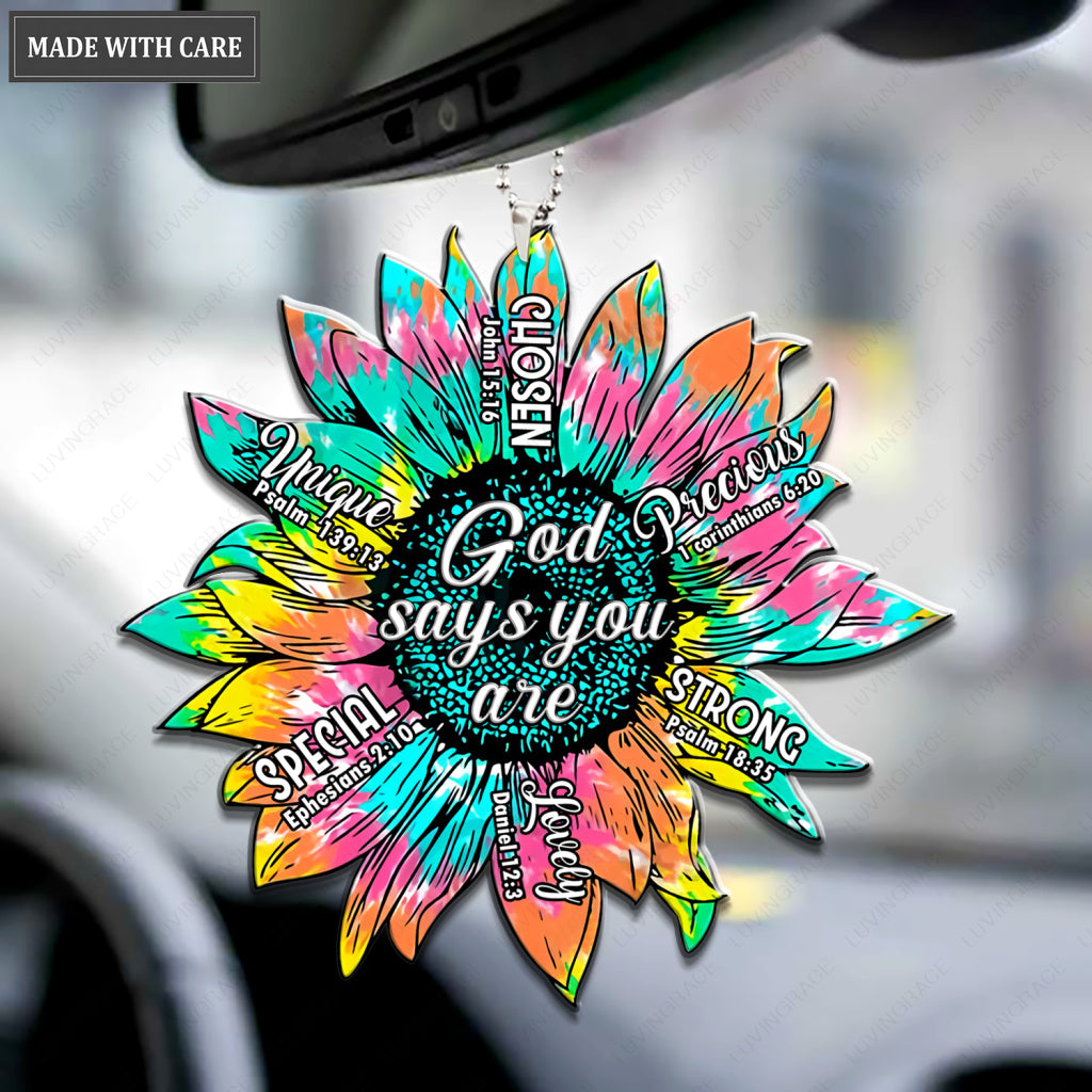 Turquoise Sunflower God Says You Are Ornament