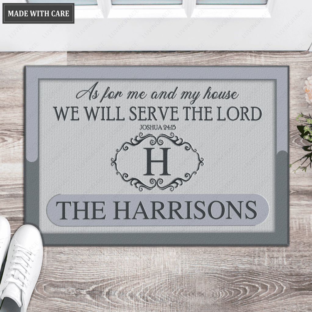 Luvingrace L158 Vintage Monogram Collection As For My House Personalized Doormat