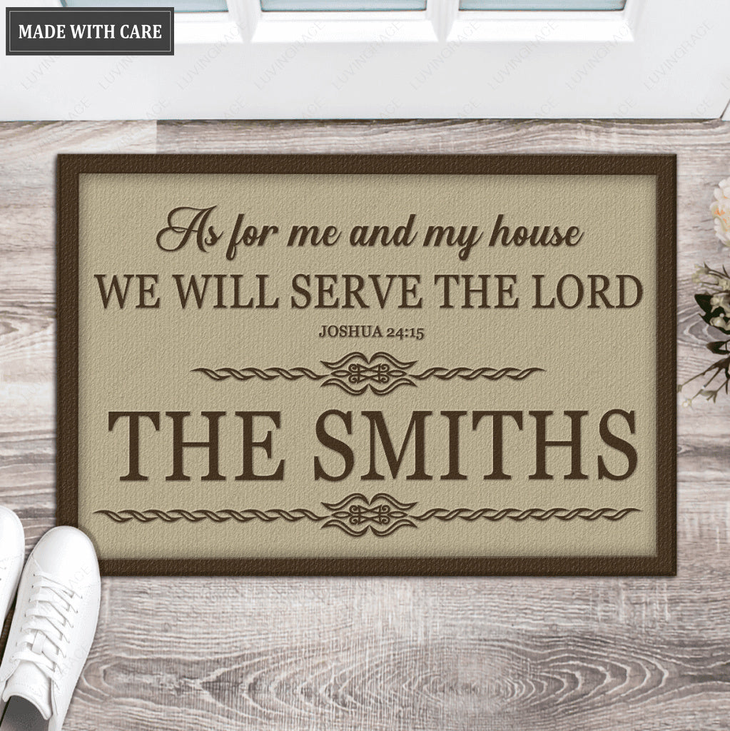 Luvingrace L160 Vintage Monogram Collection As For My House Personalized Doormat