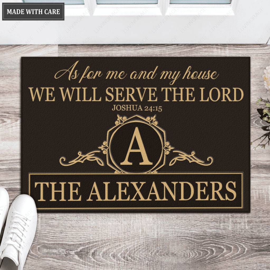 Luvingrace L161 Vintage Monogram Collection As For My House Personalized Doormat