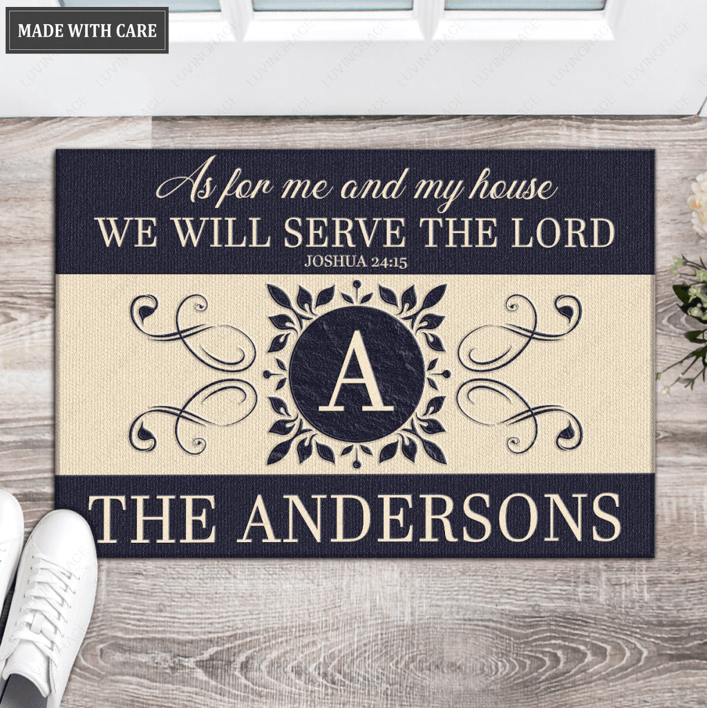 Luvingrace L162 Vintage Monogram Collection As For My House Personalized Doormat