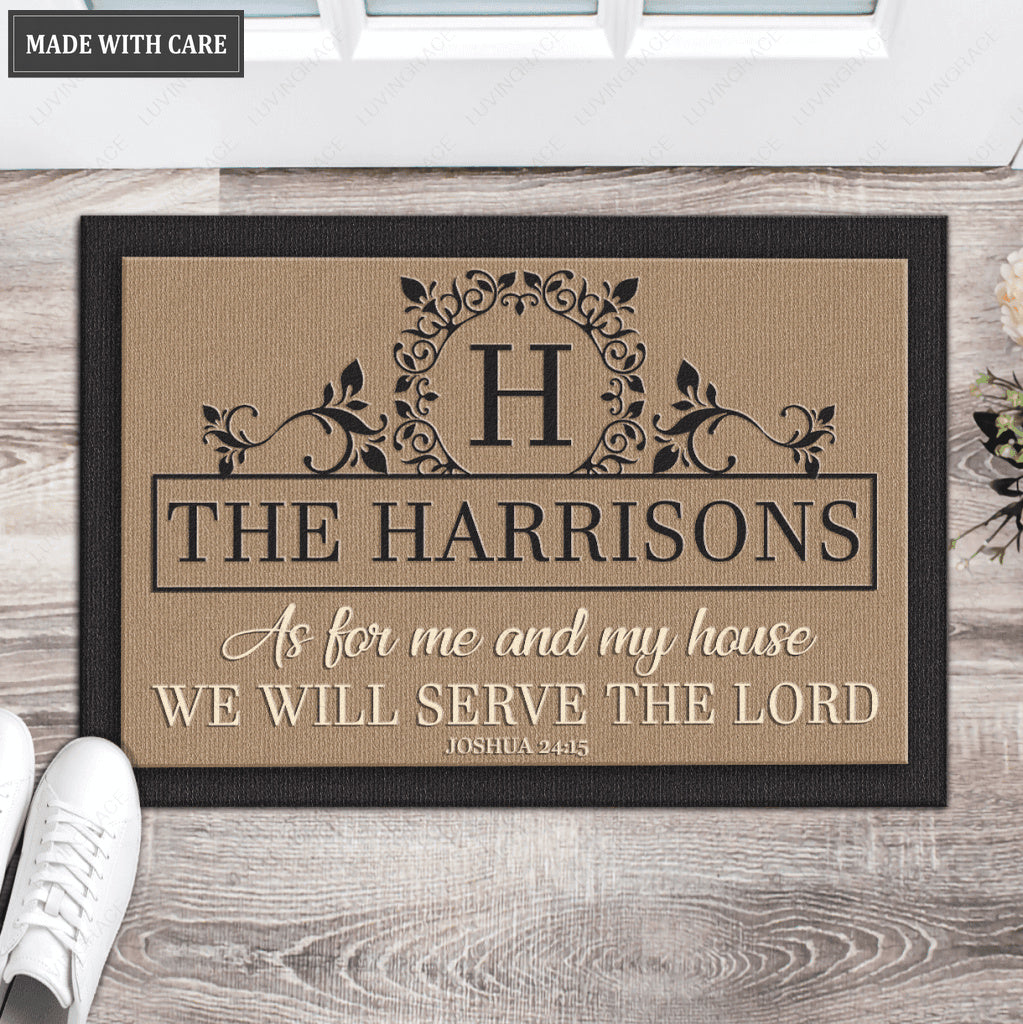 Luvingrace L163 Vintage Monogram Collection As For My House Personalized Doormat