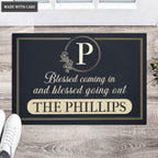 Luvingrace L164 Vintage Elegant Blessed Coming In Personalized Doormat