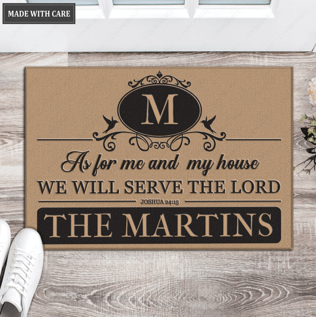Luvingrace L166 Vintage Monogram Collection As For My House Personalized Doormat
