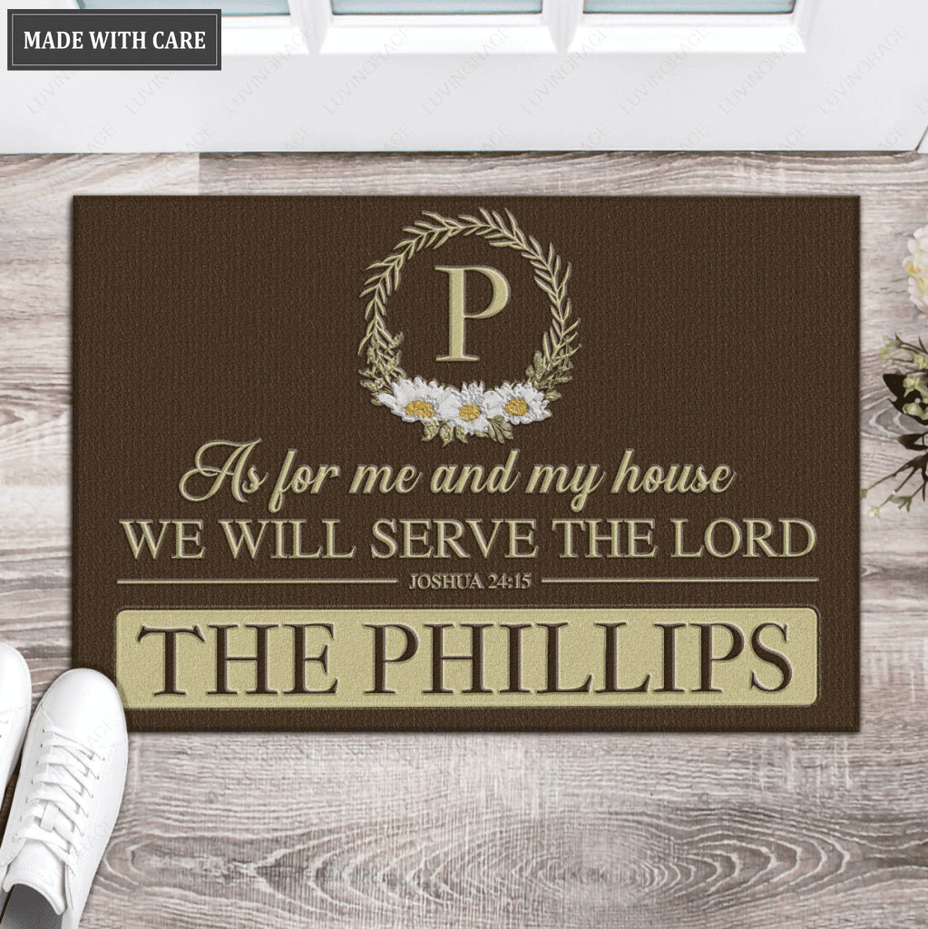 Luvingrace L167 Floral Monogram Collection As For My House Personalized Doormat