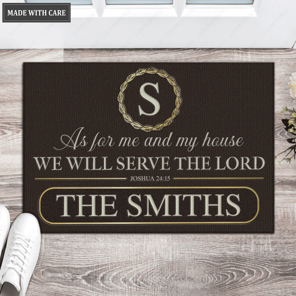 Luvingrace L169 Vintage Monogram Collection As For My House Personalized Doormat