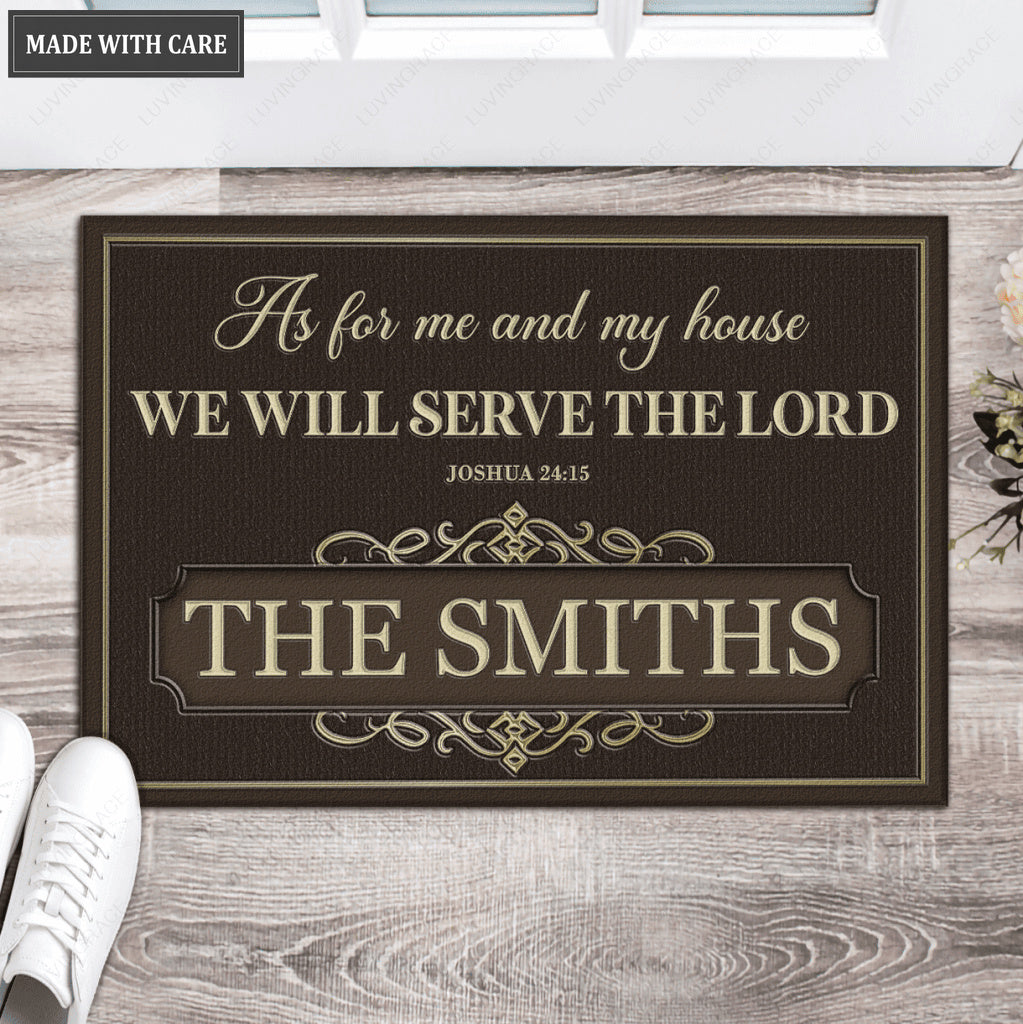 Luvingrace L170 Vintage Monogram Collection As For My House Personalized Doormat