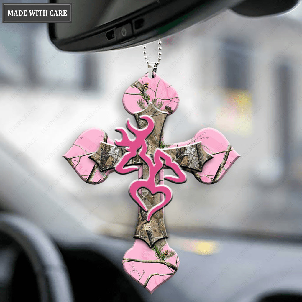 Camo Cross Heart Buck And Doe Ornament