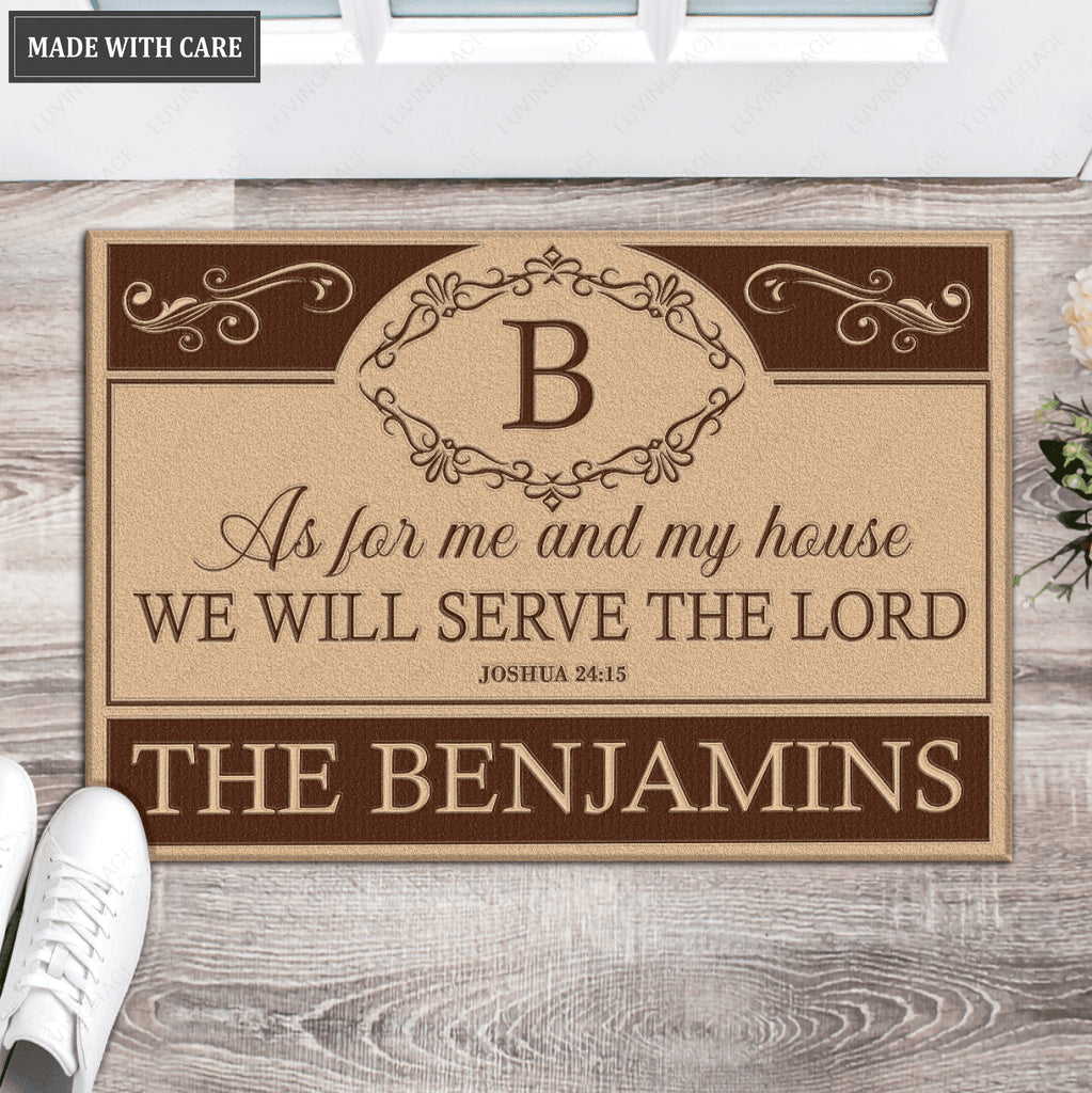 Luvingrace L171 Vintage Monogram Collection As For My House Personalized Doormat