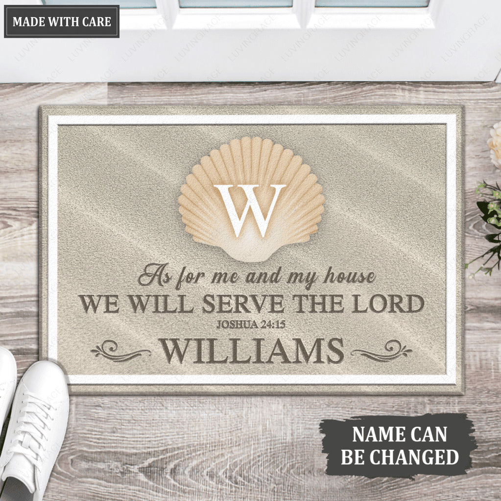 Elegant Beach & Seashell Monogram Personalized Doormat
