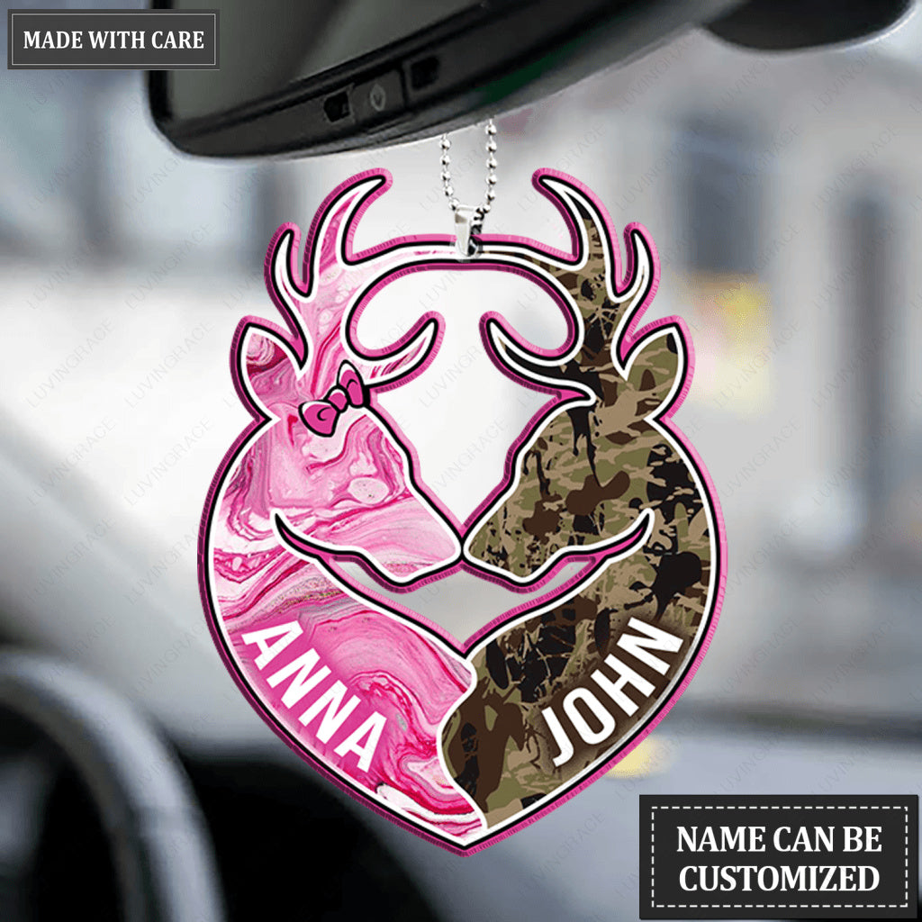 Personalized Buck And Doe Camo Ornament