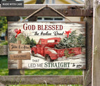 Personalized God Blessed Winter Wood Rectangle Sign