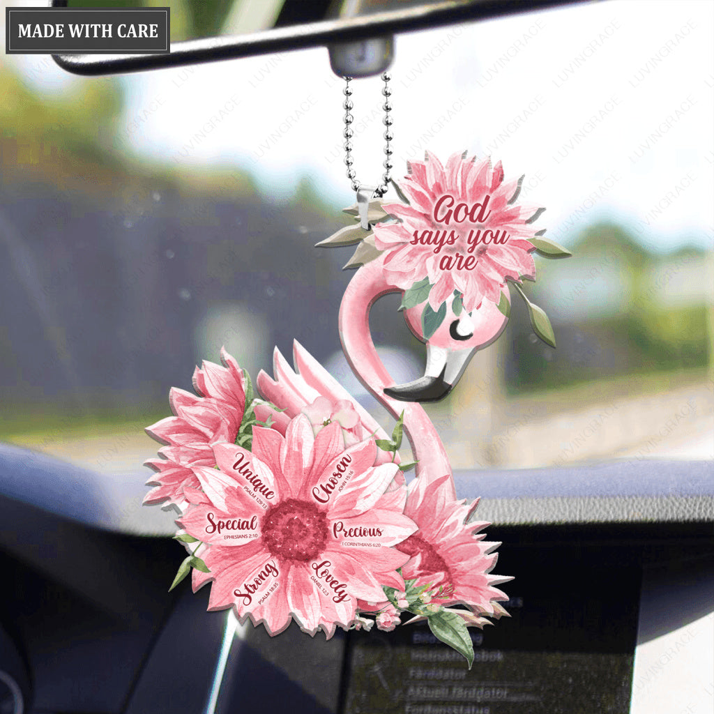 Pink Sunflower Flamigo God Says You Are Ornament