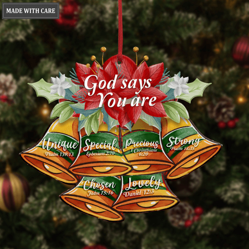 Vintage Christmas Floral Bells God Says You Are Ornament
