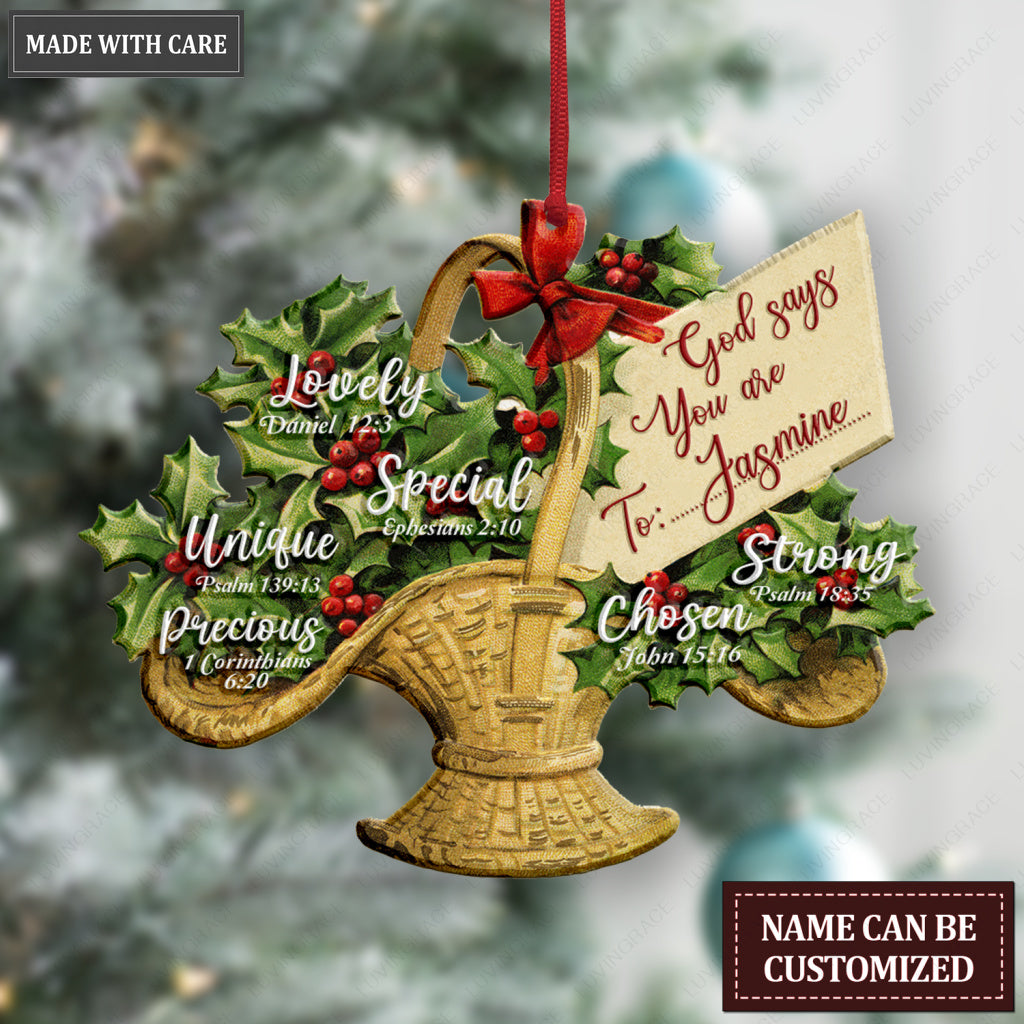 Vintage Christmas Poinsettia Flower God Says You Are Personalized Ornament
