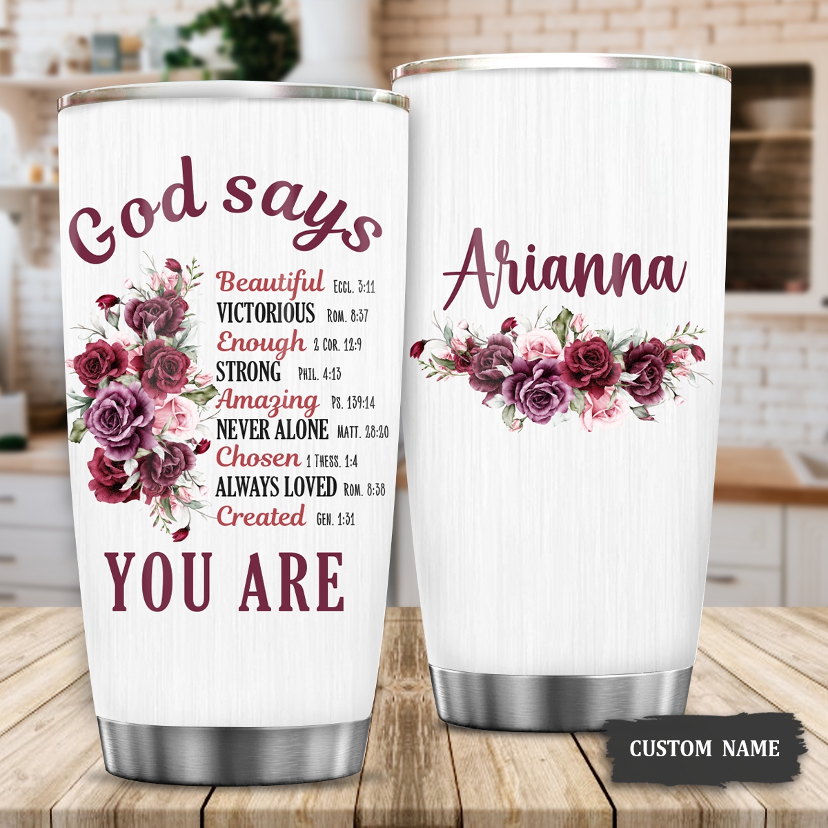 Roses Flower Faith Identity In Christ You Are Religious Inspirational Custom Tumbler Gifts - Personalized Stainless Steel Tumbler