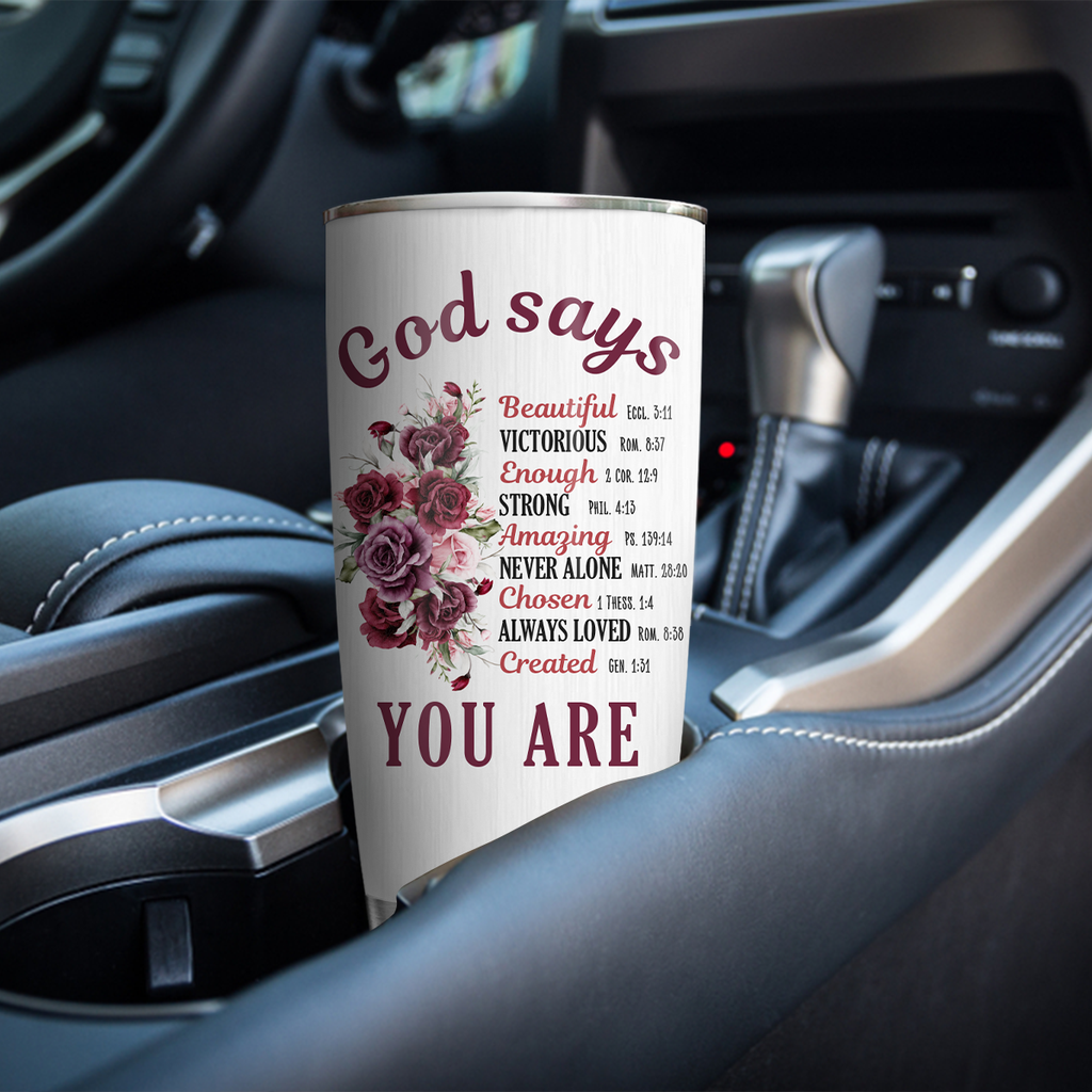 Roses Flower Faith Identity In Christ You Are Religious Inspirational Custom Tumbler Gifts - Personalized Stainless Steel Tumbler