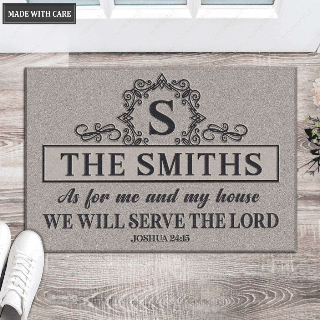 Luvingrace L175 Vintage Monogram Collection As For My House Personalized Doormat