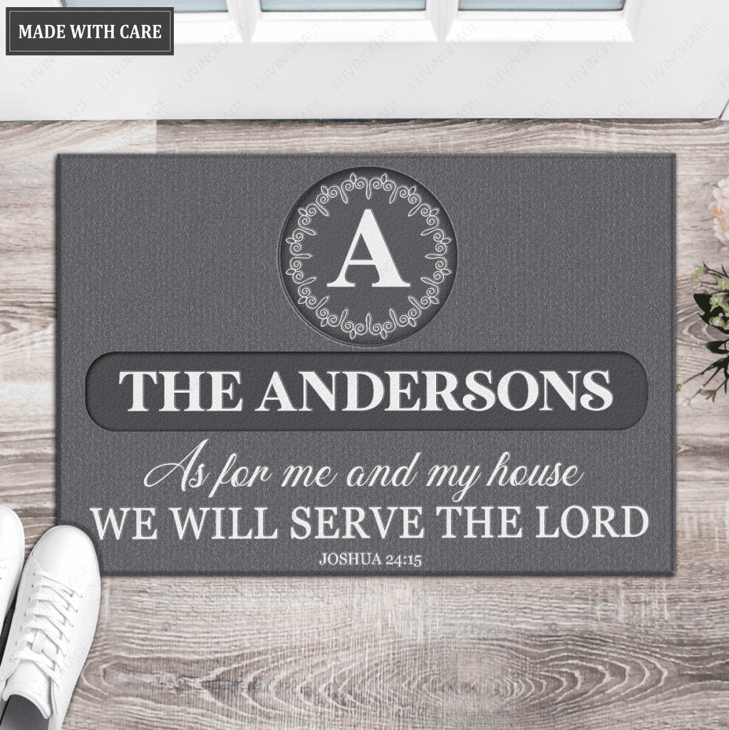 Luvingrace L176 Vintage Monogram Collection As For My House Personalized Doormat