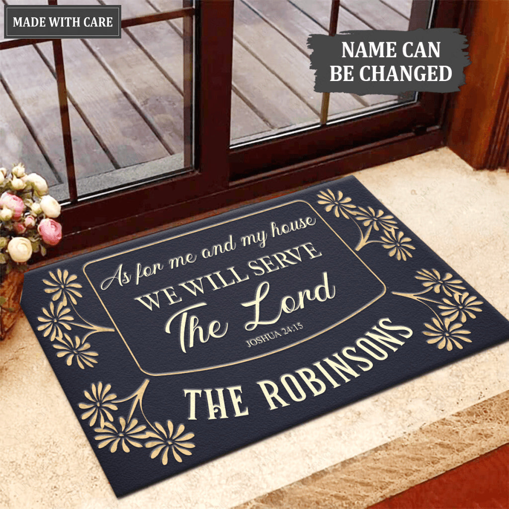 Personalized Aloha Flowers Serve The Lord Doormat