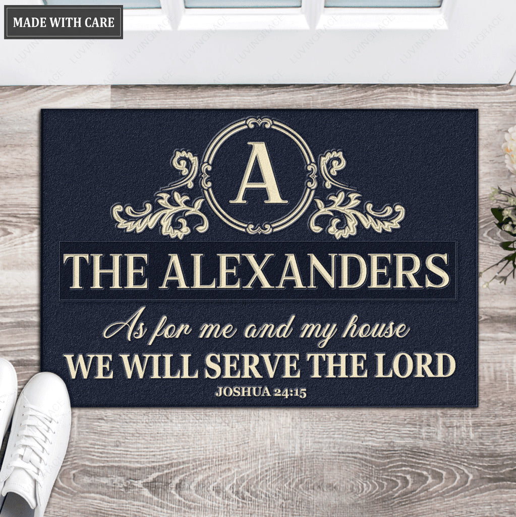 Luvingrace L177 Vintage Monogram Collection As For My House Personalized Doormat