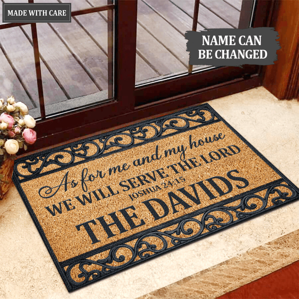 Rectangular Coir Serve The Lord Personalized Doormat