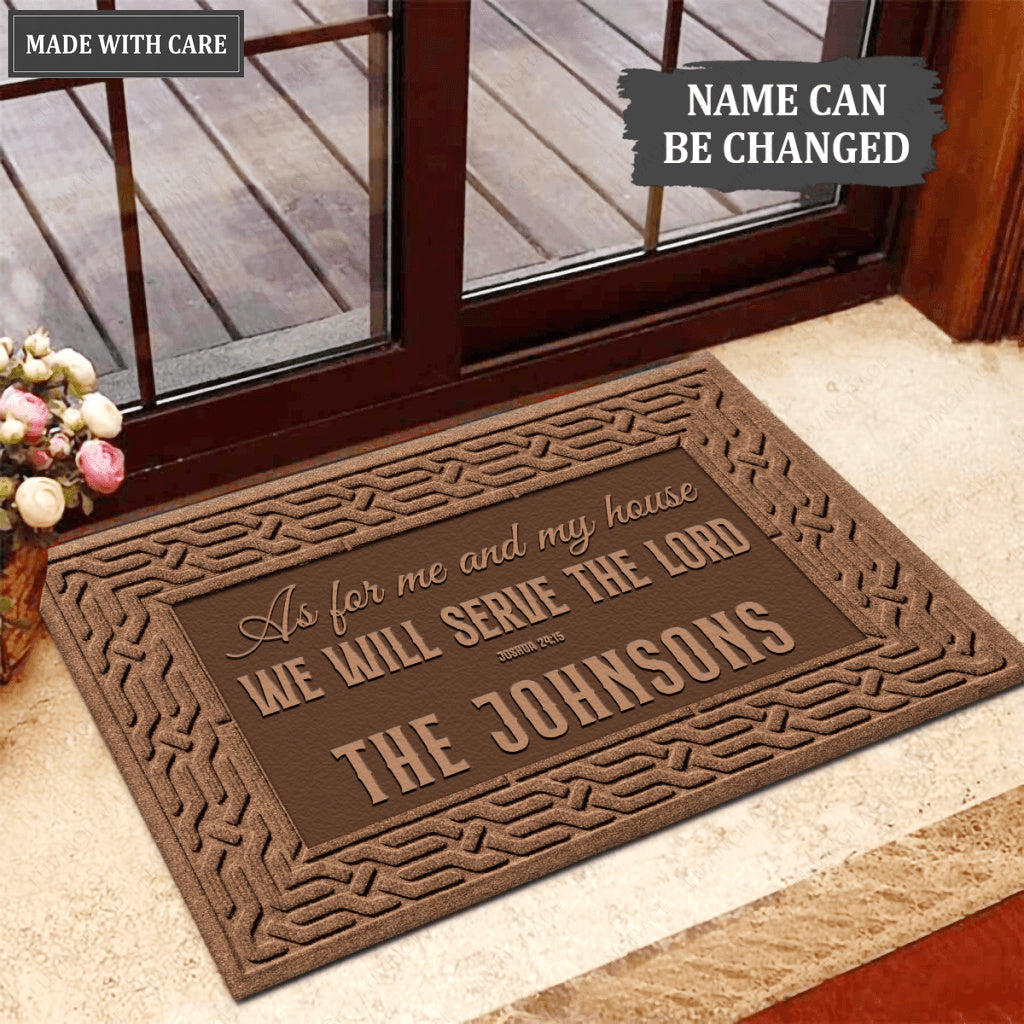 Umber Brown Serve The Lord Personalized Doormat