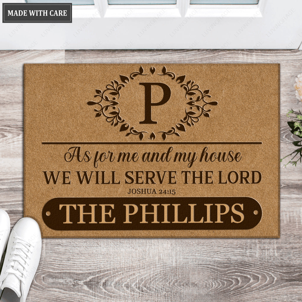 Luvingrace L180 Vintage Monogram Collection As For My House Personalized Doormat