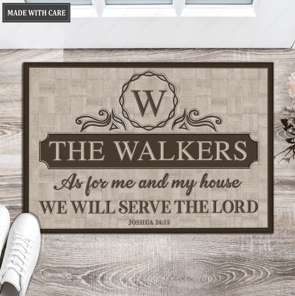 Luvingrace L181 Vintage Monogram Collection As For My House Personalized Doormat